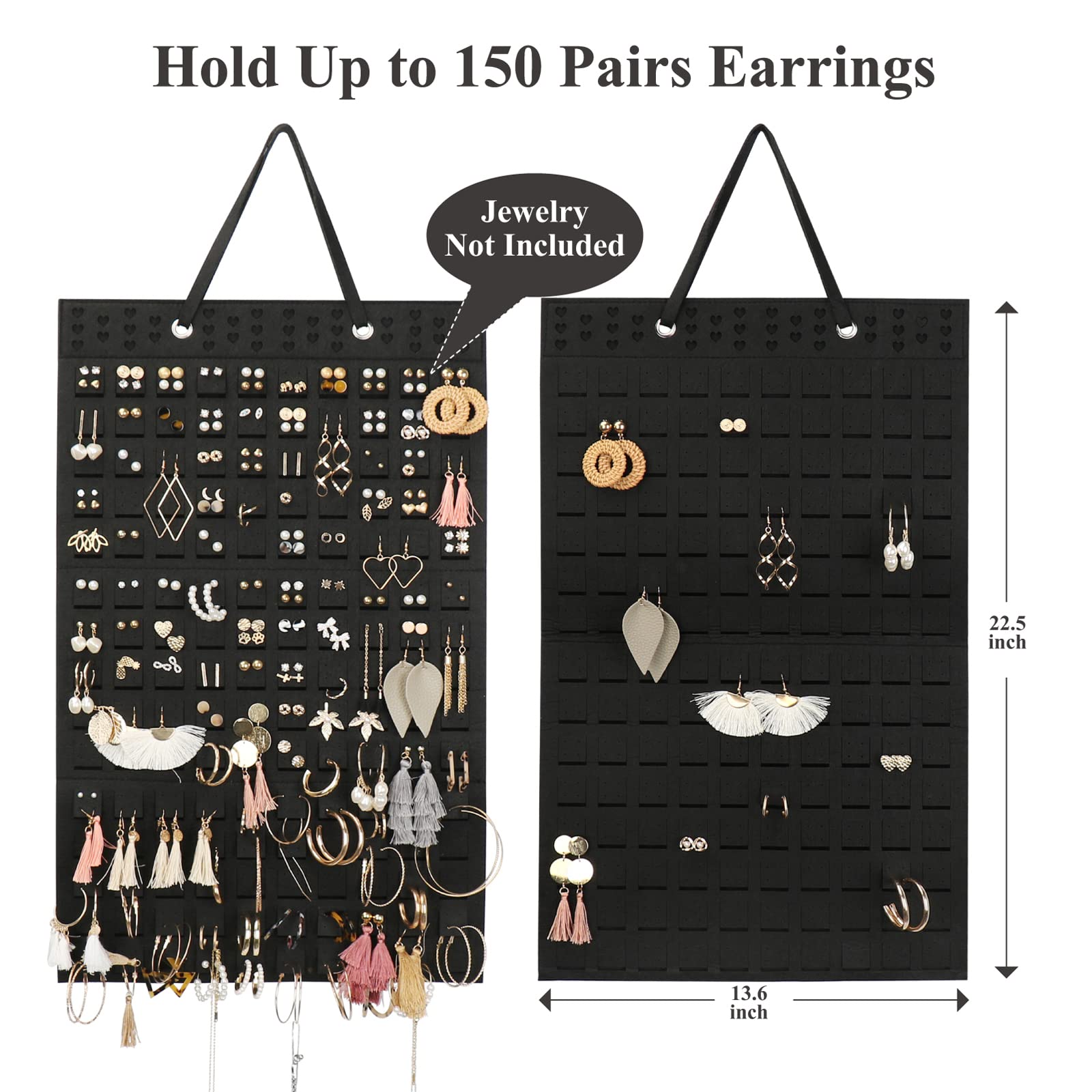 Resovo Hanging Earrings Organizer, Earring Holder & 20 Hooks, Holds Up To 300 Pairs, Compact Design, Soft Material, Earring Hanger Earring Display Hanging Organizer for Women Girls -1 Pack