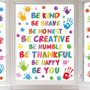 whaline 9 sheets inspirational quotes window clings stickers colorful handprint positive sayings for home bedroom living room school classroom nursery playroom decoration, 100pcs