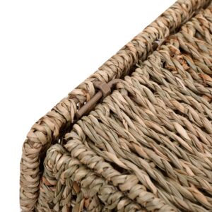 Seagrass Storage Basket,Folding 2 Packs Handmade Woven,Decorative Seagrass Shelf Basket,Wicker Shelf Basket For Storage Toys Books And Clothes and Other What You Want, 12x12x12 Inches. (seagrass)