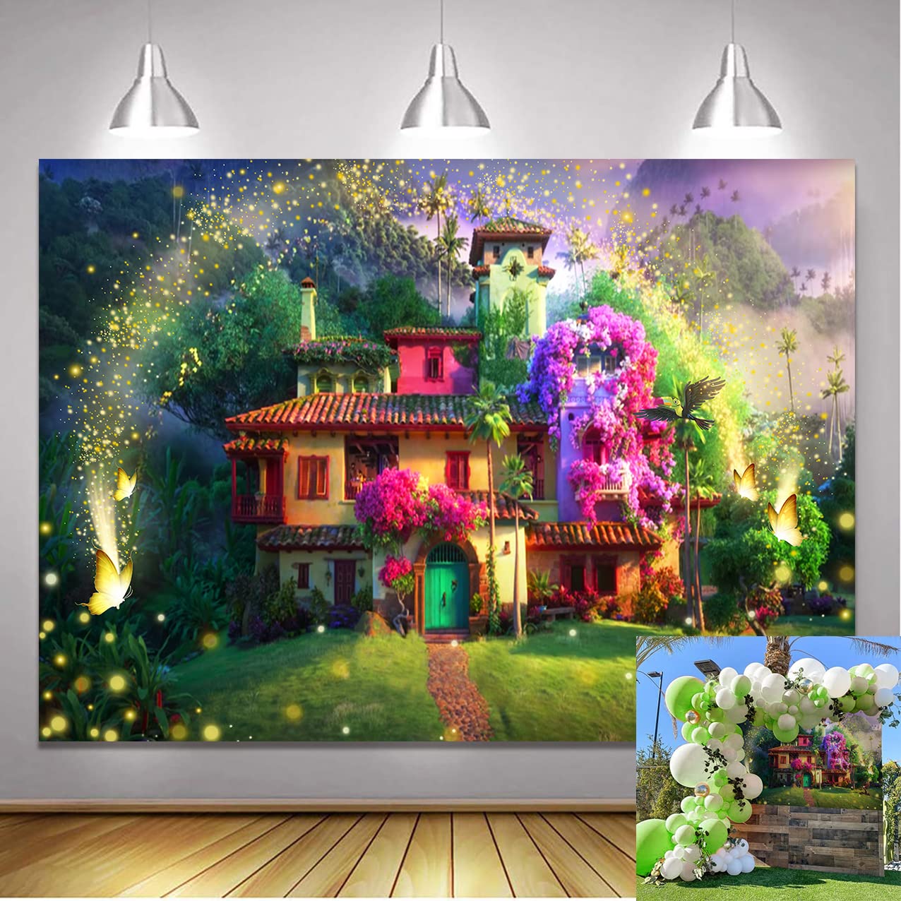 Magic Movie Backdrop Magical Floral House Butterfly Background for Kids Birthday Party Supplies Decorations Movie Poster for Nursery Decor (6X4FT)