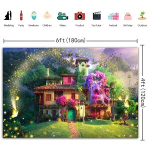 Magic Movie Backdrop Magical Floral House Butterfly Background for Kids Birthday Party Supplies Decorations Movie Poster for Nursery Decor (6X4FT)