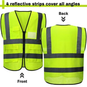 JaGely High Visibility Safety Vests with Pockets and Zipper Reflective Mesh Vest for Men Women Neon Working Vest(20 Pack)