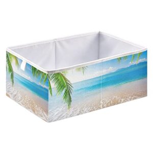 Beach Palm Tree Storage Basket Storage Bin Rectangular Collapsible Toy Bins Decorative Storage Boxes Organizer for Kids Room Bedroom