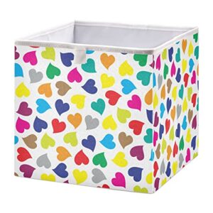 runningbear colorful hearts storage basket storage bin square collapsible shelves basket towel storage organizer for home toys clothes kids