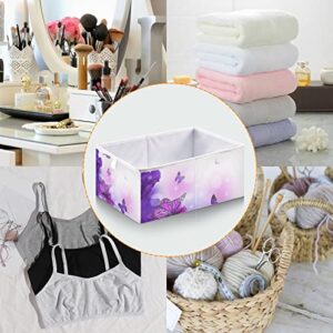 Butterfly Flowers Hydrangeas Iris Storage Basket Storage Bin Rectangular Collapsible Storage Containers Cute Bin Organizer for Office Outside Cars