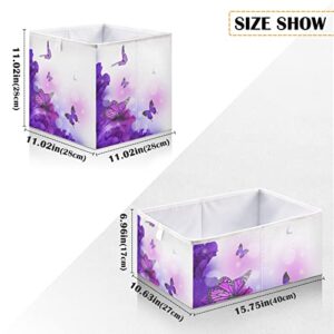 Butterfly Flowers Hydrangeas Iris Storage Basket Storage Bin Rectangular Collapsible Storage Containers Cute Bin Organizer for Office Outside Cars