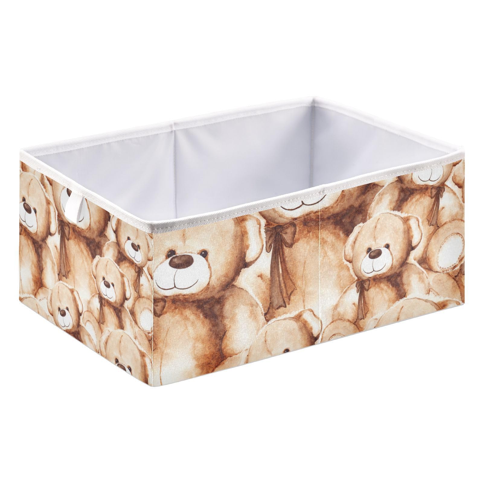 Lovely Teddy Bear Storage Basket Storage Bin Rectangular Collapsible Toy Boxs Toy Storage Box Organizer for Laundry Room Baby Room…