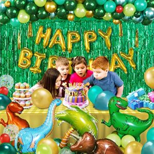 Partyville (US BASED COMPANY) Dinosaur Party Decorations With Balloons Arch Garland Kit - HAPPY BIRTHDAY And Dinosaur Balloons With Balloon Pump, Dino Themed Kid's Party Decor - Shimmer Backdrop