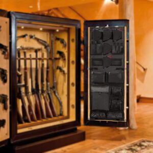 Gun Safe Door Organizer,Gun Safe Door Panel Organizer with Removable Pistol Holders Mag Pouch,Adjustable Width Fit Door Panel from 18.5 to 23 inches,Gun Safe Accessories Storage (18W*46.5H inch)