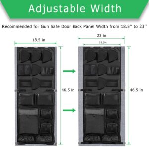 Gun Safe Door Organizer,Gun Safe Door Panel Organizer with Removable Pistol Holders Mag Pouch,Adjustable Width Fit Door Panel from 18.5 to 23 inches,Gun Safe Accessories Storage (18W*46.5H inch)