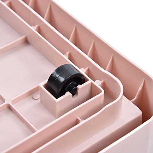 Collapsible Storage Bins with Lids, Foldable Plastic Clear Stackable Storage Bins Removable Wheels and Side Doors Pink Sturdy Multifunctional Storage Cubes for Organizing, Home, Office, Car, Bedroom