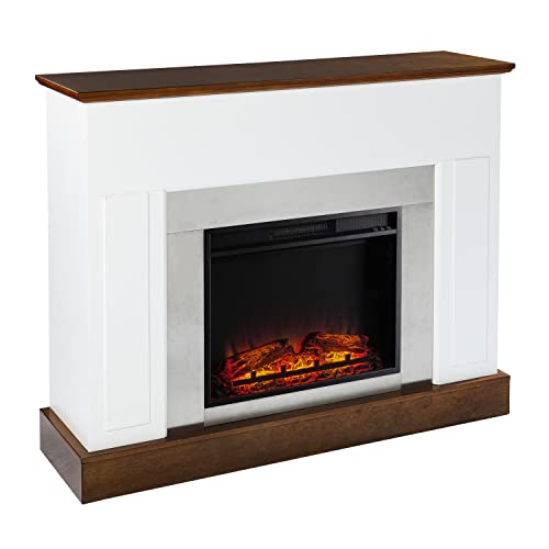 SEI Furniture Eastrington Industrial Electric Fireplace, White