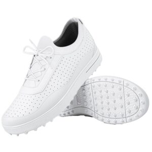 women's golf shoes waterproof lightweight golf training footwear outdoor spikeless golf shoes breathable,white,8.5