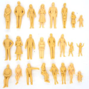 cwbping e50111 30pcs model trains architectural 1:25 scale unpainted person g scale standing and sitting figures people scenes train railway layout