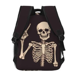 Dujiea 17 Inch Backpack Rock And Roll Skull Skeleton Laptop Backpack School Bookbag Travel Shoulder Bag With Chest Strap