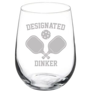 mip wine glass goblet designated dinker funny pickleball (17 oz stemless)
