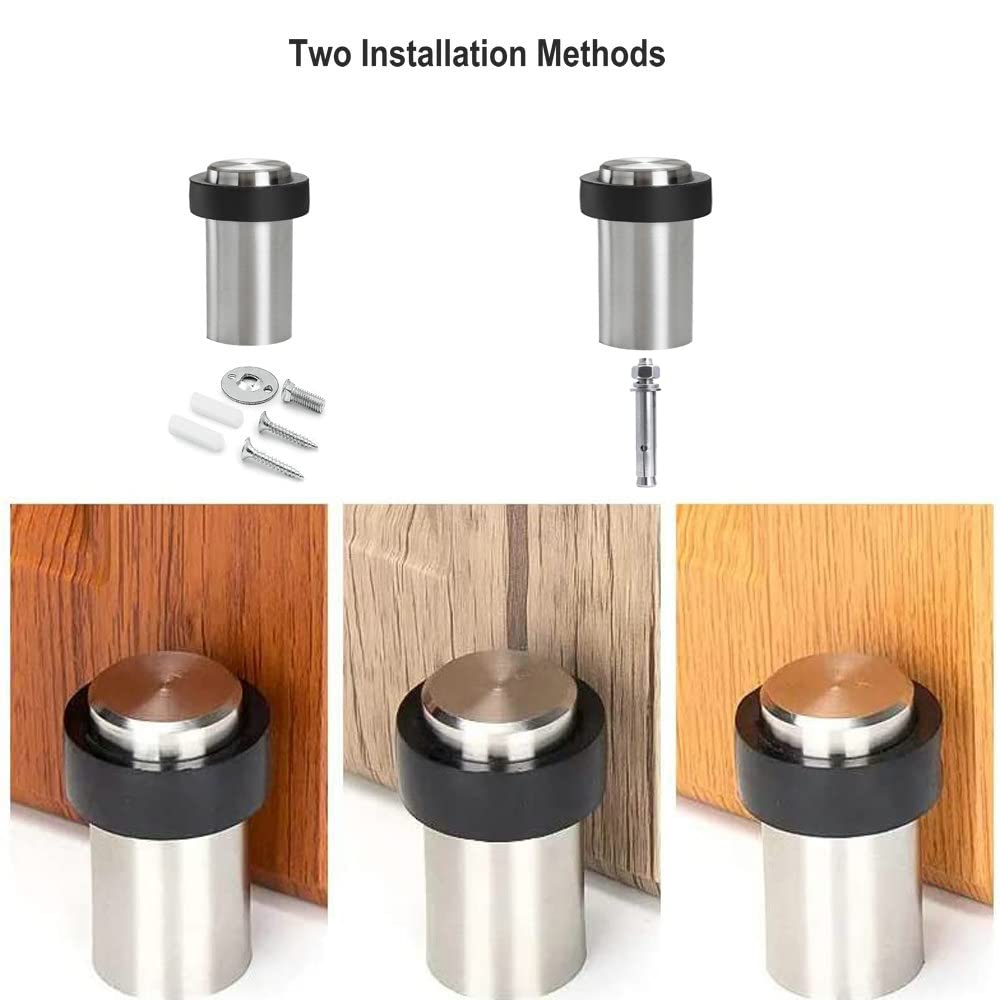 Door Stopper Cylindrical Floor Door Stop Stainless Steel Door Stoppers with Rubber Heavy Duty Tall Doorstop 3.1"