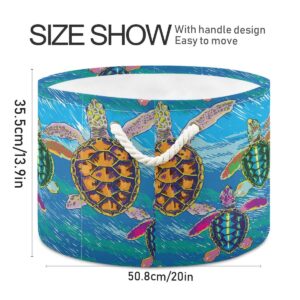 Little Sea Turtles Kids Toy Storage Basket Storage Bin Box Organizer Basket for Laundry Hamper, Kid's Room, Baby & Dog Toy