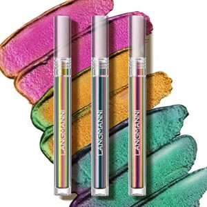 LANGMANNI Liquid Glitter Eyeshadow Chameleon Eyeshadow Makeup,Metallic Changing Long-lasting Holographic Glitter Multichrome Eyeshadows (A-Peacock)