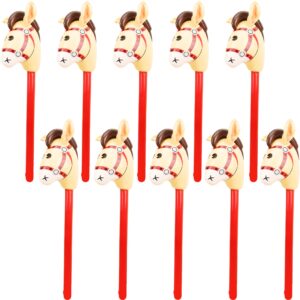 haconba 12 pieces 40 inch inflatable stick horse inflatable cowboy cowgirl horse head stick pony stick balloon for cowboy theme parties christmas birthday pool party decoration