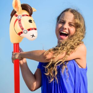 Haconba 12 Pieces 40 Inch Inflatable Stick Horse Inflatable Cowboy Cowgirl Horse Head Stick Pony Stick Balloon for Cowboy Theme Parties Christmas Birthday Pool Party Decoration