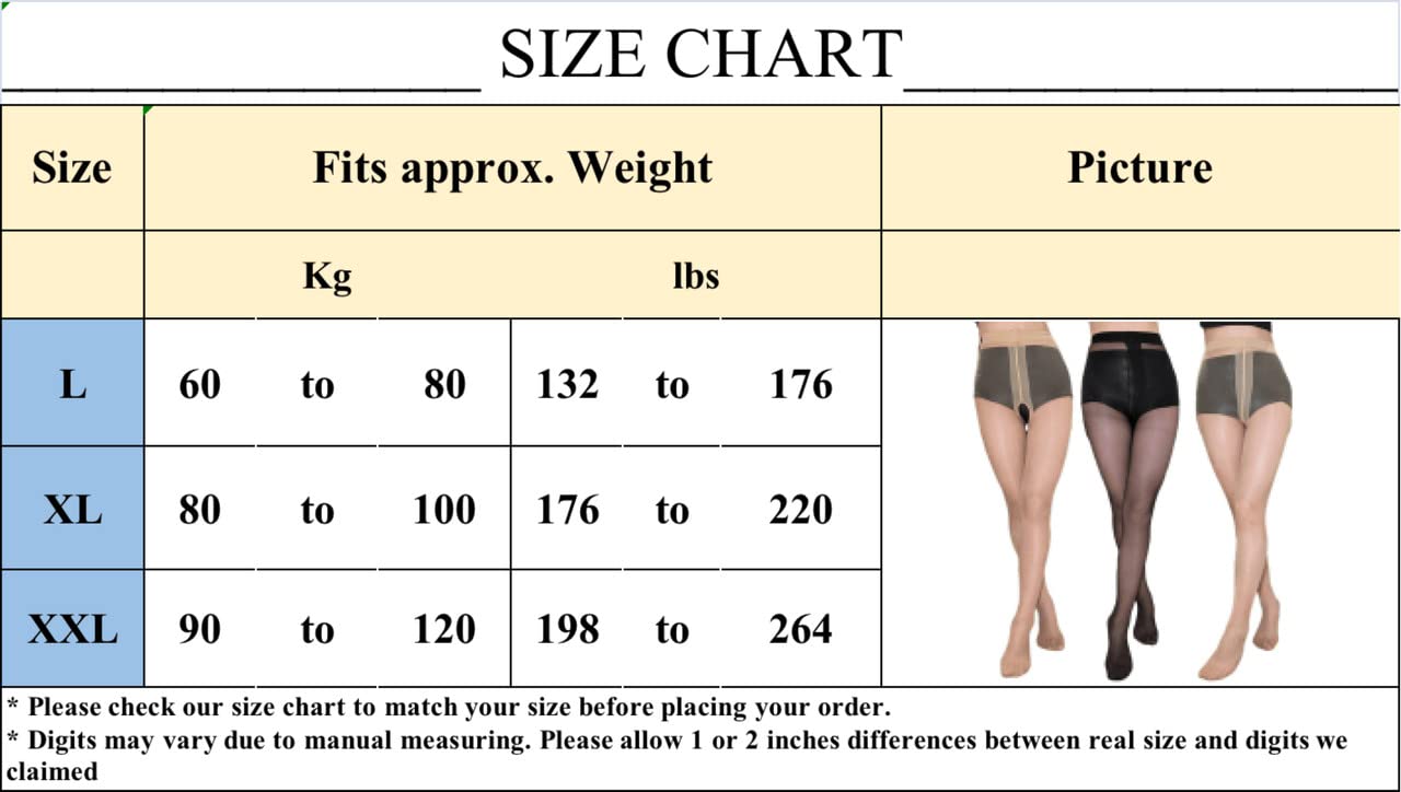 Verdancy 1 Pair of Super Extendable Plus Size Women’s Sheer Shimmery Stockings for 264lbs Footed Pantyhose High Waist Tights, 1 Pair of Sand Crotch Opening, XX-Large