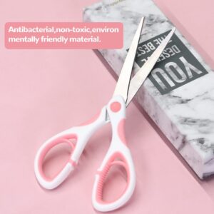 Multipurpose Stainless Steel Scissors 6.7" Pink Sharp Shears Comfort-Grip Scissors for Fabric Craft Office Supplies (Pink)