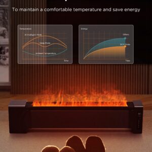 AIRMATE Electric Fireplace Heater 45"& Humidifier 2in1 with Remote, Silent 35dB Linear Fireplace Realistic Flame, Thin Indoor Fireplace Electric for the Living Room, 1200w LED Touch Control, 24H Timer