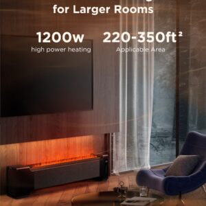 AIRMATE Electric Fireplace Heater 45"& Humidifier 2in1 with Remote, Silent 35dB Linear Fireplace Realistic Flame, Thin Indoor Fireplace Electric for the Living Room, 1200w LED Touch Control, 24H Timer