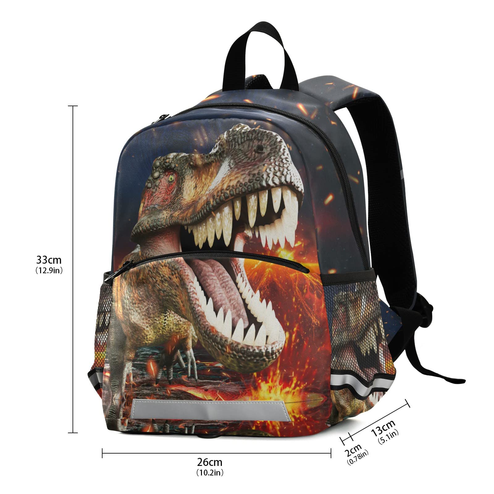 ZOEO Boys Dinosaur Preschool Backpacks, 3D T Rex Kids' Bookbags Elementary Kindergarten Daypack, Chest Strap