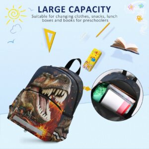 ZOEO Boys Dinosaur Preschool Backpacks, 3D T Rex Kids' Bookbags Elementary Kindergarten Daypack, Chest Strap