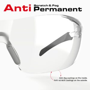 IMPACTABLE ANSI Z87.1 Safety Glasses, Anti-Fog UV Impact Scratch Resistant for Eye Protection at Work, Sports, Shooting, Pickleball, Racquetball, Clear Wraparound Lenses, No-Slip Nose Grip, 1 Pack