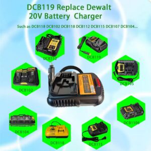 DCB119 Car Charger Replace Dewalt 20v 12V Battery Charger DCB119 to Charge DCB201 DCB202 DCB203 DCB205 DCB206 DCB606 DCB609...