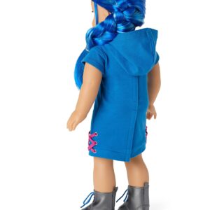 American Girl Truly Me 18-inch Doll #90 with Blue Eyes, Long Blue Hair, and Lt-to-Med Skin in Skater Dress, For Ages 6+