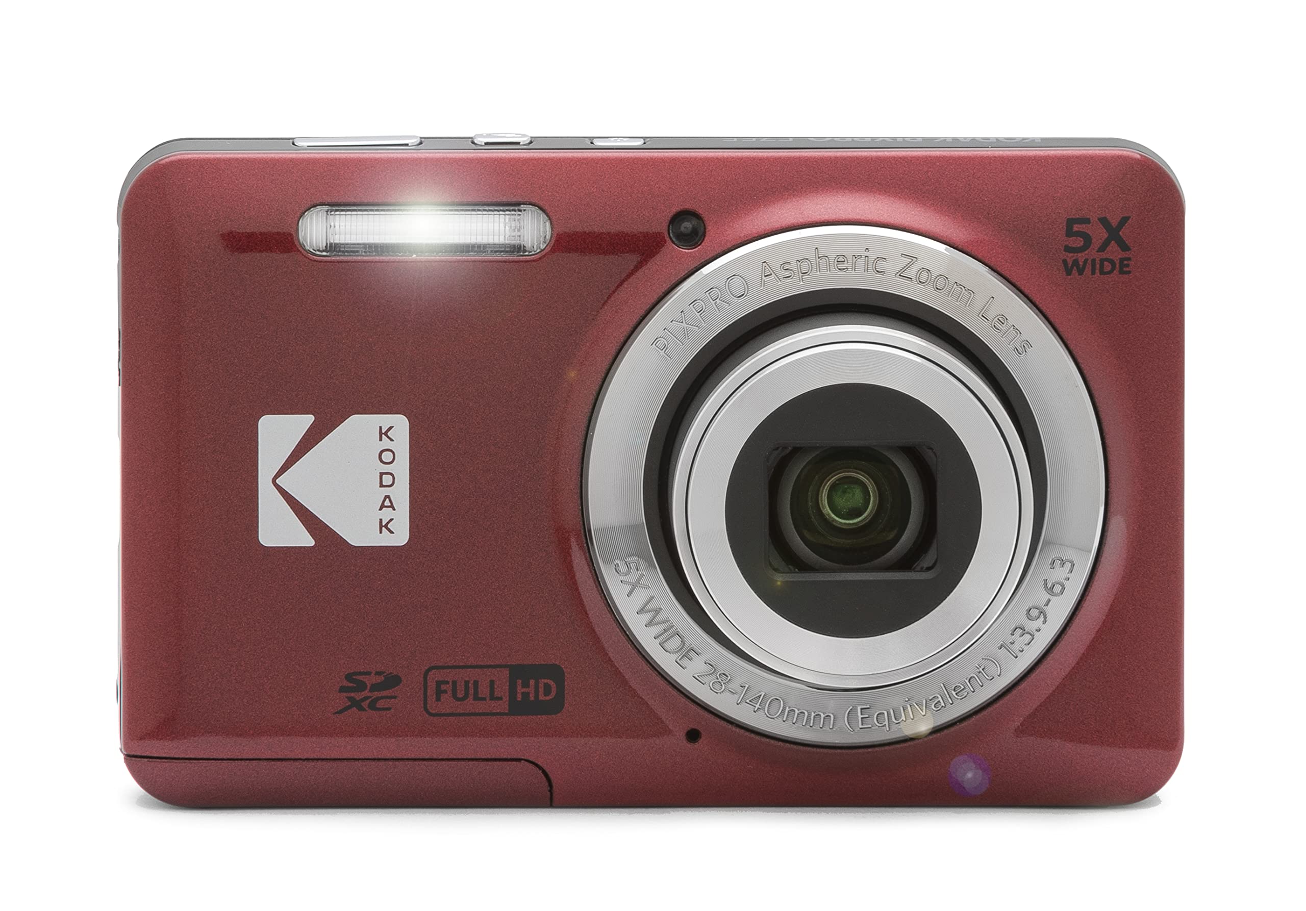 Kodak PIXPRO FZ55 Digital Camera (Red) + Black Point & Shoot Camera Case + Transcend 64GB SD Memory Card + Tri-fold Memory Card Wallet + Hi-Speed SD USB Card Reader + More!