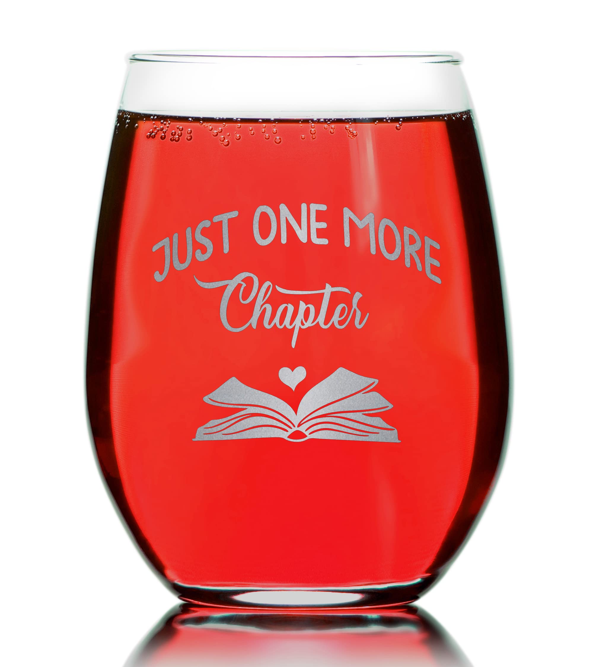 Promotion & Beyond Just One More Chapter Reader Gift, Book Lover, Book Club Gift Stemless Wine Glass for Moms Aunts Sisters Friends Colleagues