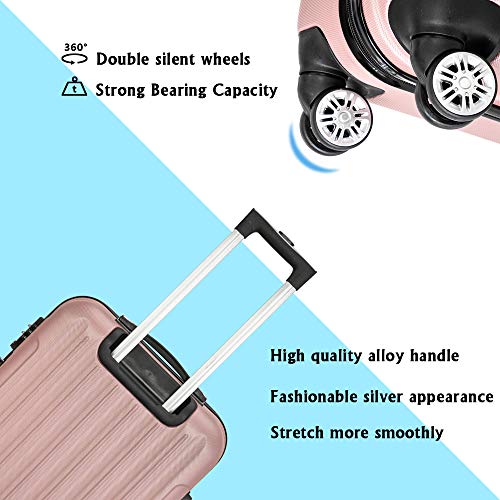 Outvita 3 Piece Suitcase Set Lightweight Hardside Luggage Sets with TSA Lock and Spinner Wheels, Carry on Rolling Suitcases for Business, Travel, School Starts- Rose Gold