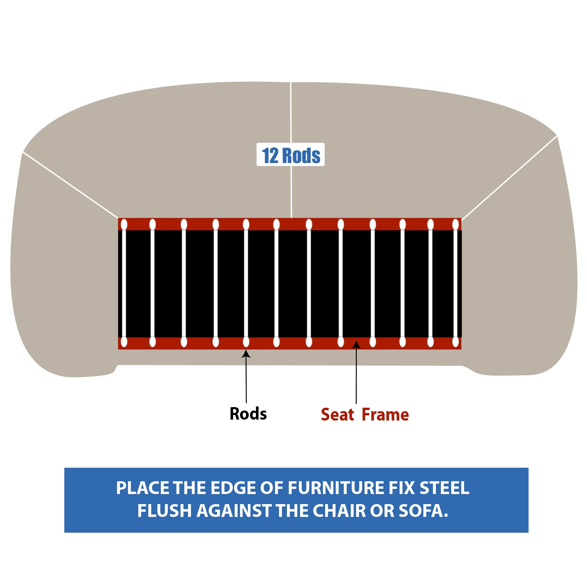 Product Trend Furniture Fix Steel for Chair, Sofa, Loveseat, Mattress, or Couch-Cushion Support, Supercomfortable Nonslip Adjustable Seat Support, Extend Furniture Life, (44 x 17) Inches Deep (Black)