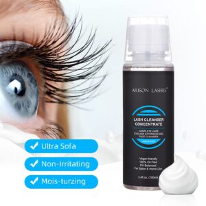 Eyelash Cleanser Concentrate 100ml Professional Lash Extensions Shampoo Natural Foaming Cleanser for Extensions Lashes with Salon Home Care-Makes 20 Bottles 60ml Eyelash Shampoo(Unscente)