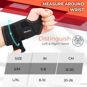 CURECARE Carpal Tunnel Wrist Brace, Breathable Wrist Splint for Men & Women, Wrist Brace Night Support with 2 Adjustable Straps, Hand Brace for Tendonitis, Arthritis, Sprains(Right Hand, S/M)