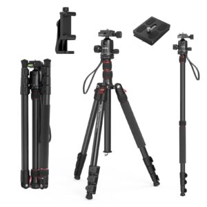 smallrig 71" camera tripod monopod with detachable 360° ball head, quick release plate, max. payload 33lb, adjustable height 16-71 inches for travel, video, live streaming, vlogging
