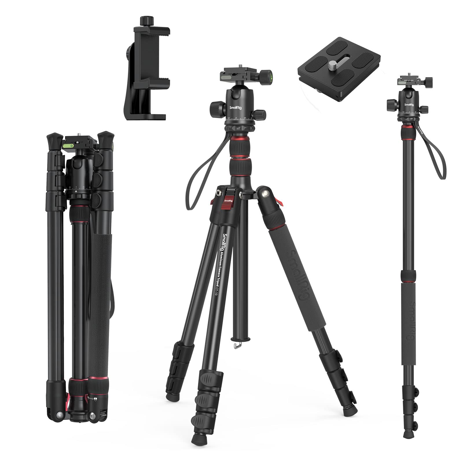 SmallRig 71" Camera Tripod Monopod with Detachable 360° Ball Head, Quick Release Plate, Max. Payload 33lb, Adjustable Height 16-71 inches for Travel, Video, Live Streaming, Vlogging