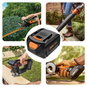 CHAUNVEN 3.0Ah Replacement for Worx 20V Battery and Charger Kit Compatible with Worx 20 Volt Cordless Power Tools