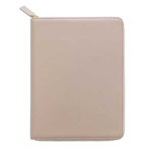 Moterm Zippered Leather Cover for A5-Notebooks - Fits Hobonichi Cousin, Stalogy and Midori MD Planners (Pebbled-Taupe)