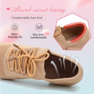 YKXLM Women Standard Practice Social Dance Sneaker Beginner Dance Practice Shoes for Women Low Heel Ballroom,Beige,1" Heel,7 US