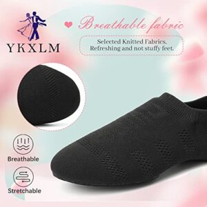 YKXLM Women's Practice Dance Shoes Professional Social Dance Sneaker Beginner Ballroom Performance Salsa Shoes,Black,1/3" Heel,7 US
