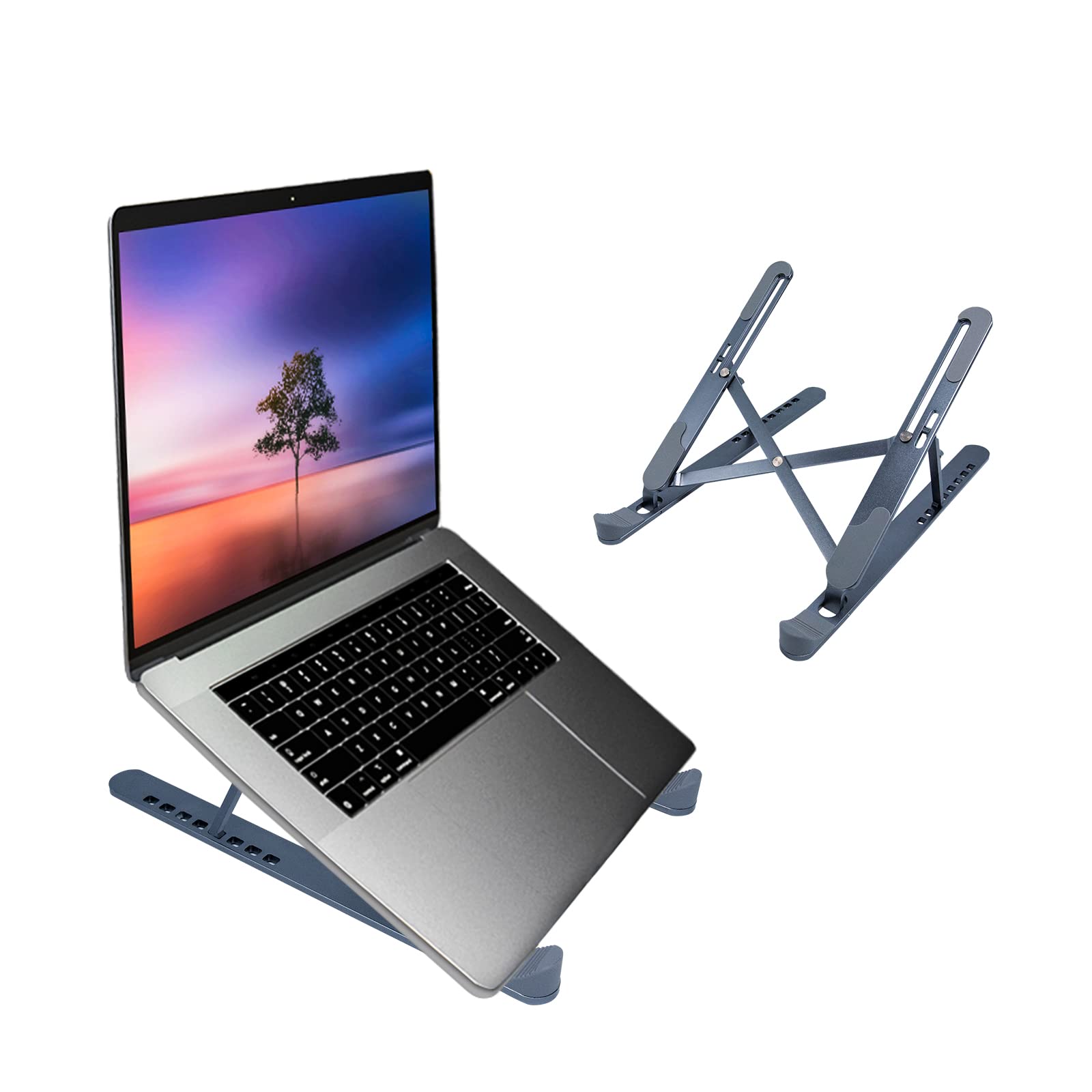 KingAcc Adjustable Portable Aluminum Laptop Holder, Foldable Computer Stand, Computer Riser Compatible with 10 to 15.6” Notebook Computers for Air, Pro, Dell, HP