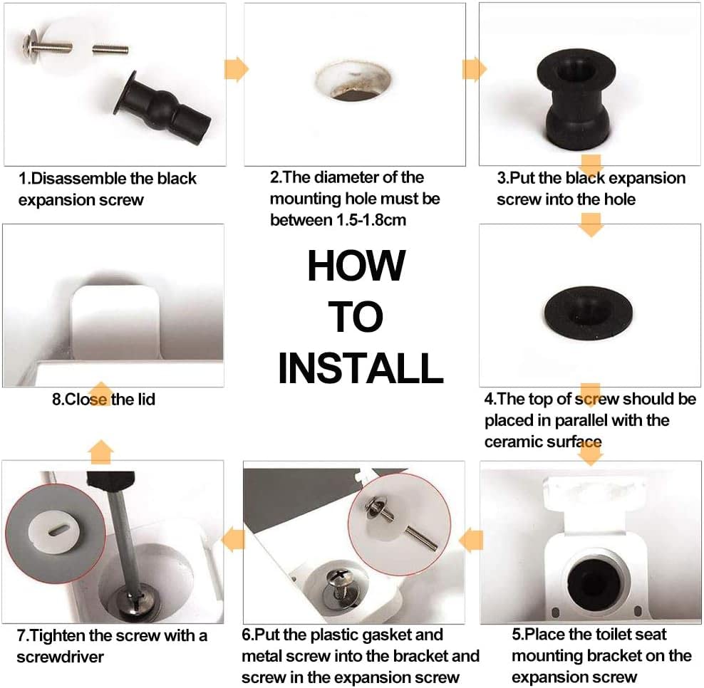 Toilet Seat Screws Toilet Seat Hinges Bolt Expanding Rubber Top Nuts Screw Fixings Fix WC Blind Hole Fittings