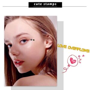 Red & Black Liquid Eyeliner and Heart Star Stamp Set│4 PCs Winged Eye Liners and Fun Shapes Stamps, Dual ended 2-in-1 Eye Makeup Pen