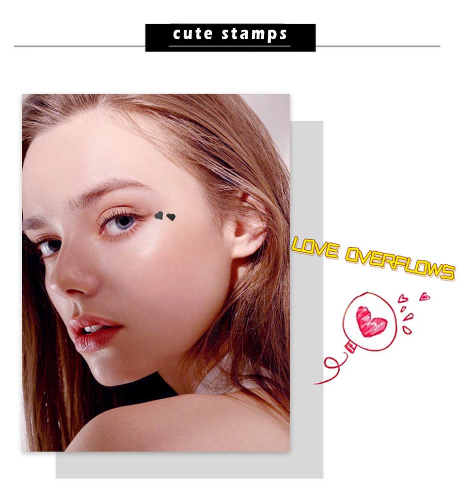 Red & Black Liquid Eyeliner and Heart Star Stamp Set│4 PCs Winged Eye Liners and Fun Shapes Stamps, Dual ended 2-in-1 Eye Makeup Pen